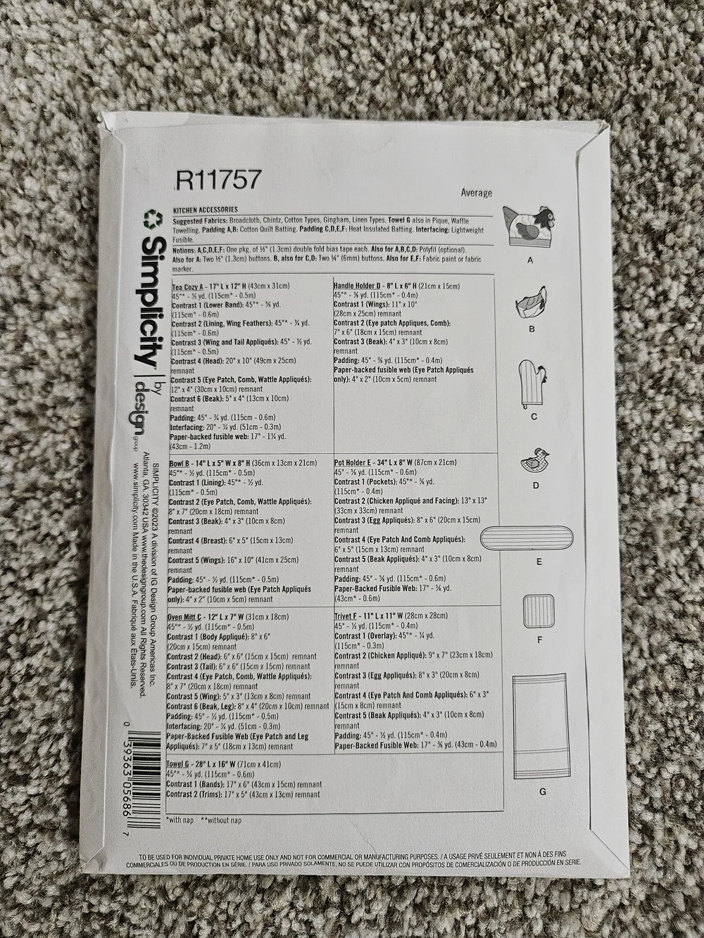 Simplicity Kitchen Accessories Pattern - Picture 2 of 2